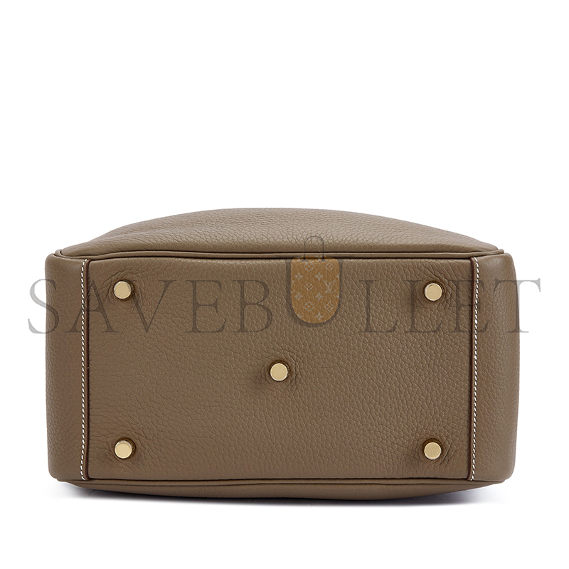 HERMÈS LINDY 26 CLEMENCE ÉTOUPE GOLD HARDWARE (26*18*12cm)